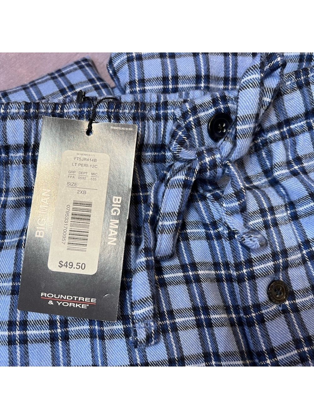 NWT $50 2XB Men’s Roundtree & York Pajama Pants - Picture 6 of 6